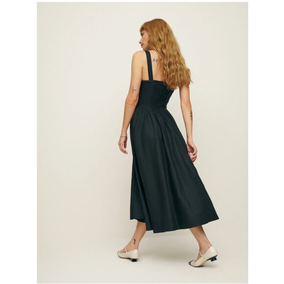 Reformation Balia Linen Dress in Black - Picture 3 of 13